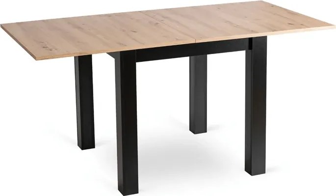 Zestaw Stół Kwadratowy Rozkładany MAX 80-160 cm Dąb Craft/Czarny i 6 Krzeseł Tapicerowanych CHRIS Czarnych