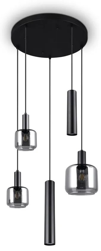 Czarna lampa wisząca z metalowo-szklanym kloszem ø 40 cm Mataro – Trio