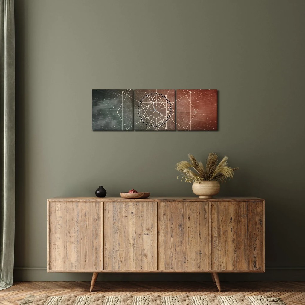 Obraz - Kosmiczny Dodekagram (z zegarem) (90x30 cm)