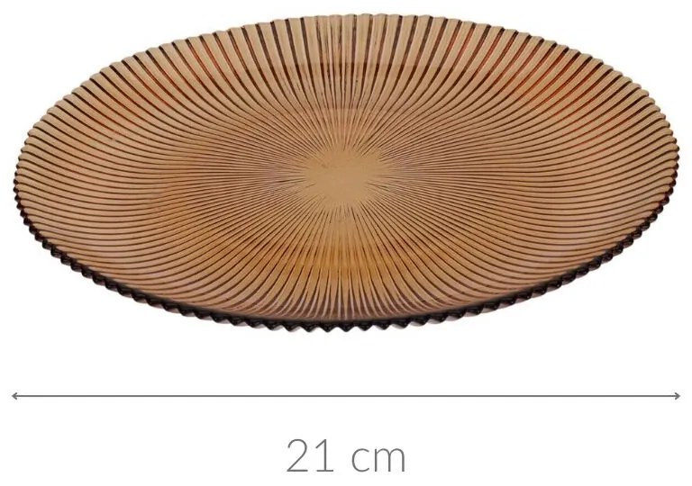 Prążkowany talerz deseroway AMBER, Ø 21 cm