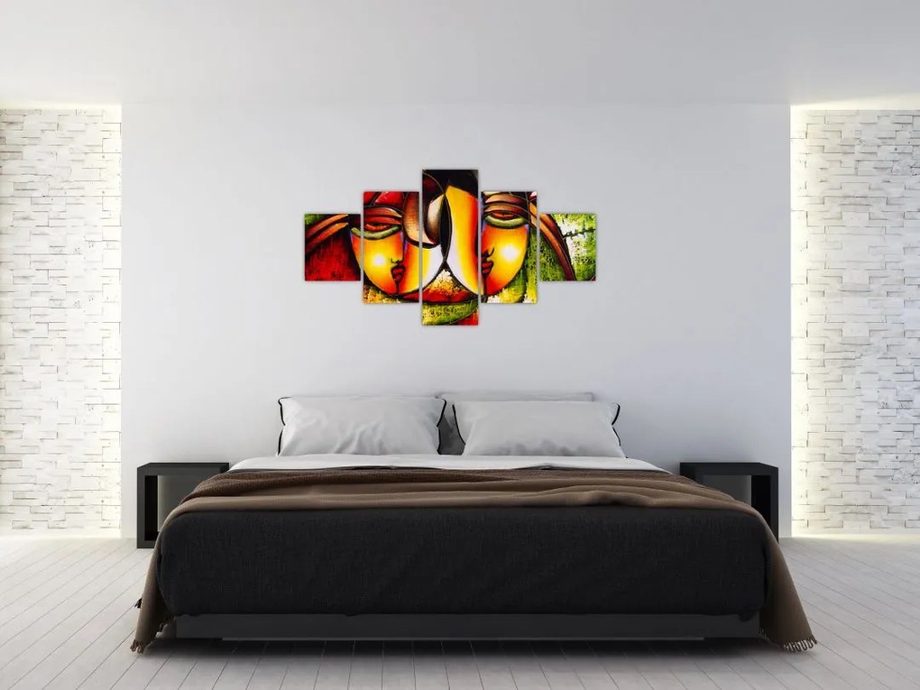Obraz - Obraz olejny, abstrakcyjne twarze (125x70 cm)