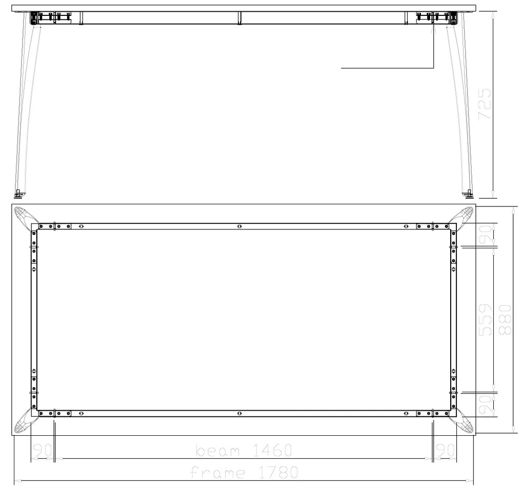 Stół konferencyjny do biura PRIMO OMEGA, 180x90 cm, szara podstawa, buk