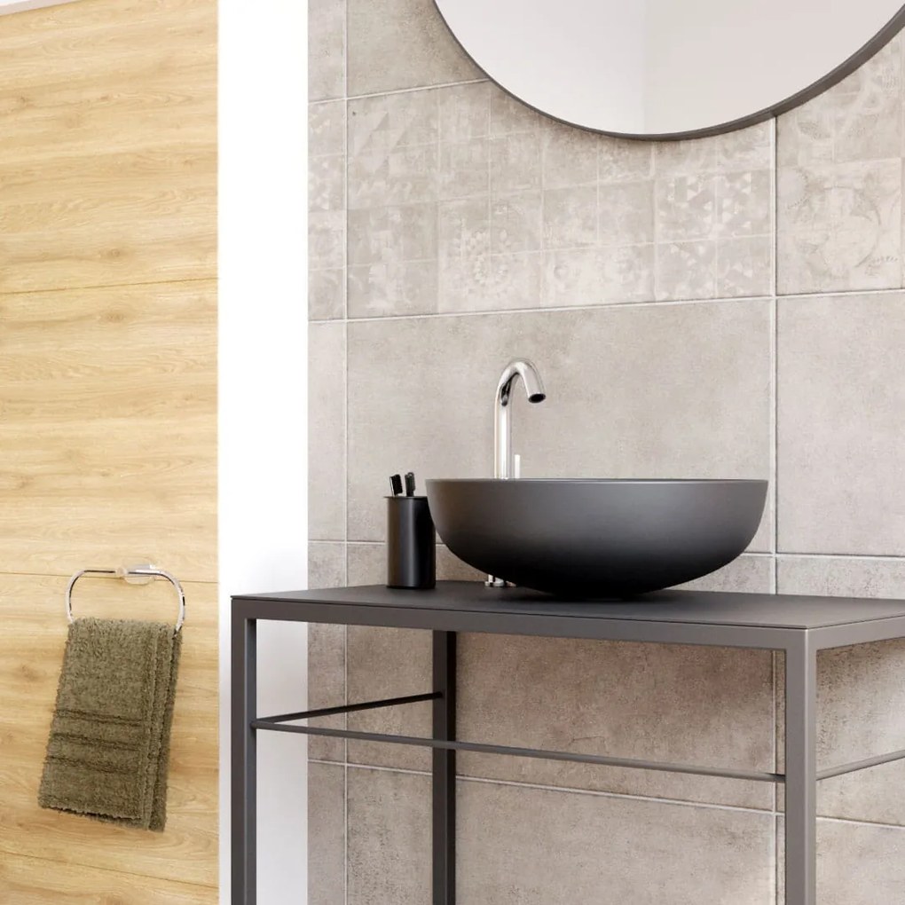 Umywalka ceramiczna nablatowa okrągła czarna bez otworu na baterię 38 cm MOLIS BLACK