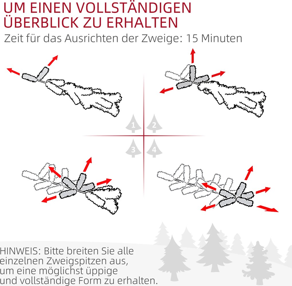HOMCOM Sztuczna Choinka o Realistycznym Wyglądzie, Odporna na Ogień, ze Stabilnym Metalowym Podnóżem, 180 cm, Zielona