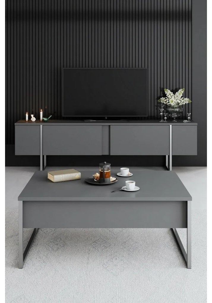Stolik konferencyjny Luxe Anthracite and Silver