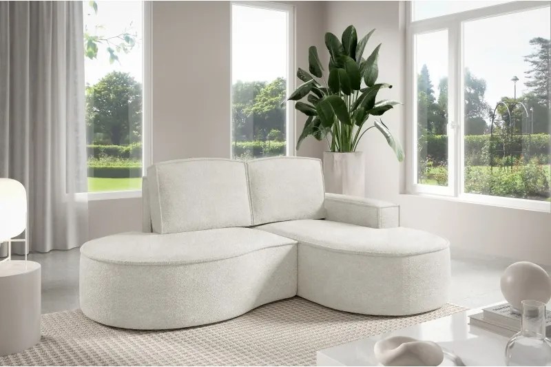 Narożnik MOLLY Prawostronny bez funkcji spania, wolnostojący tkanina ABRIAMO 04 Biały