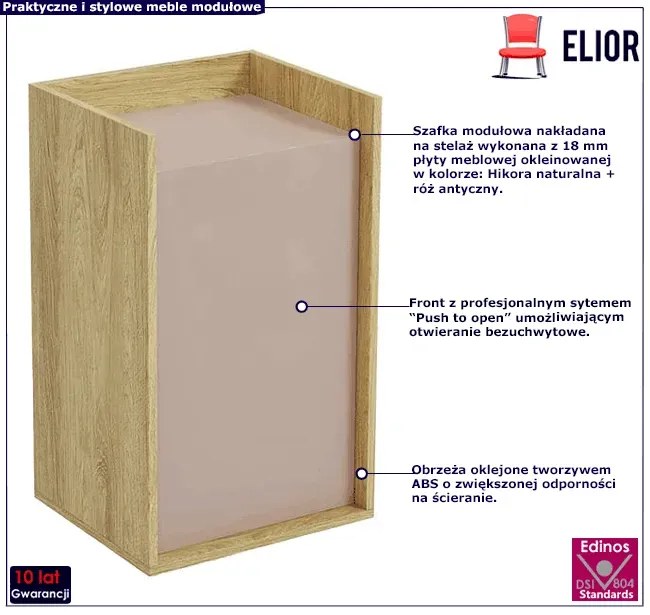 Szafka modułowa 83cm hikora + róż antyczny - Afilia 9X