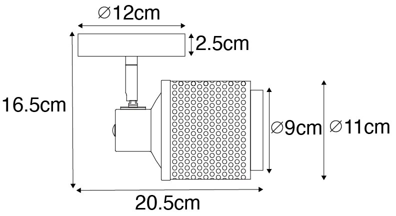Industrialny reflektor czarny ze złotem - Kayden