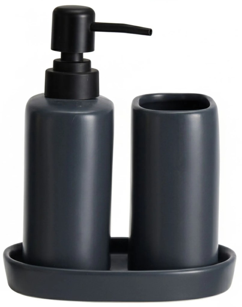 Zestaw łazienkowy PLY, ceramiczny dozownik, kubek i taca