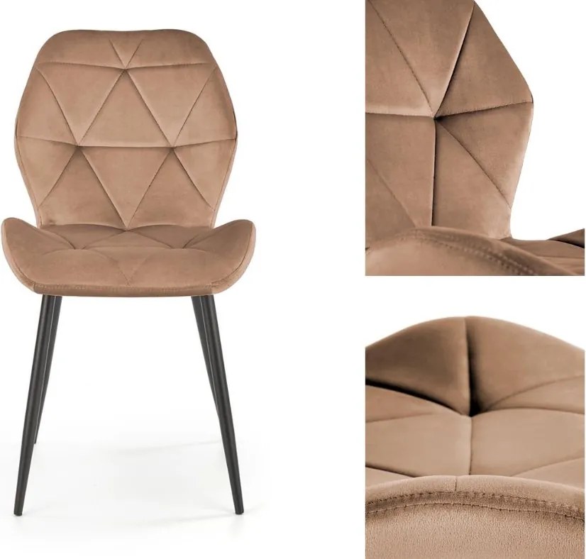 Velvetowe krzesło do jadalni z kubełkowym siedziskiem K453 Halmar