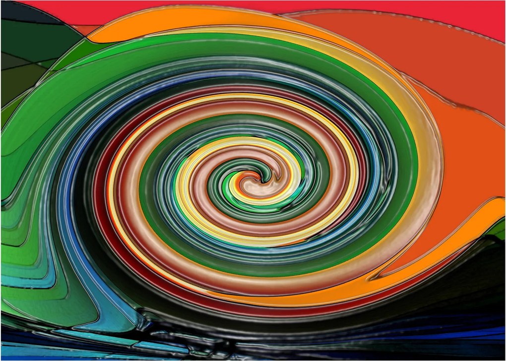 Obraz na szkle - abstrakcyjny obraz - kolorowa spirala (70x50 cm)