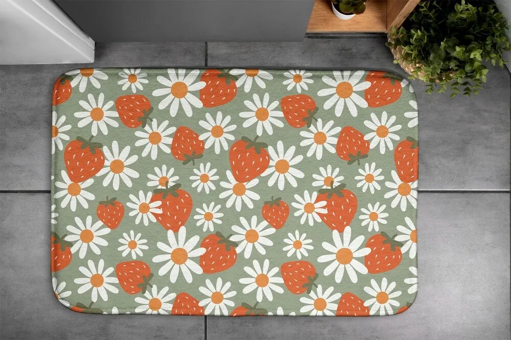 Dywanik łazienkowy Dywanik łazienkowy Truskawki Kwiaty