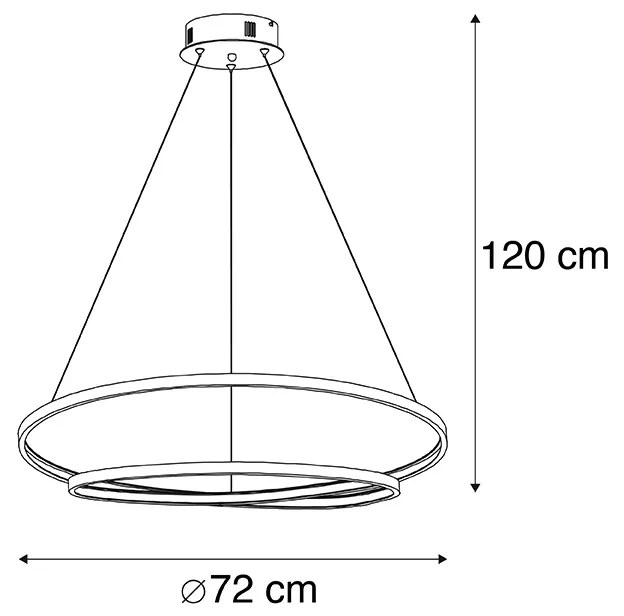Designerska lampa wisząca złota 72 cm z wbudowanym ściemnianym LED - RowanDesignerski Oswietlenie wewnetrzne