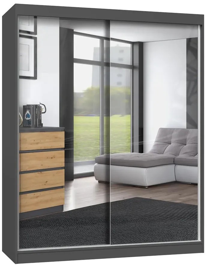 Garderoba z lustrami 160 cm dąb artisan antracyt A2-P42