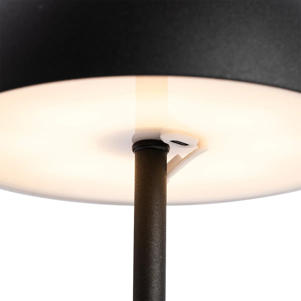 Lampa stołowa zewnętrzna czarna, ładowana, 3-stopniowo ściemniana - Keira