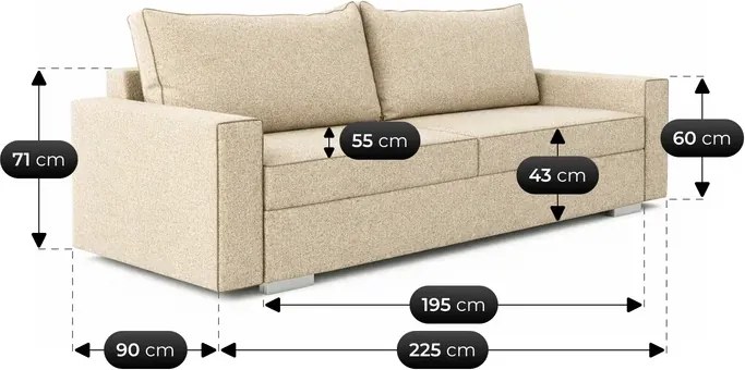 Sofa z Funkcją Spania DRAVOS Beżowa Boucle Japandi