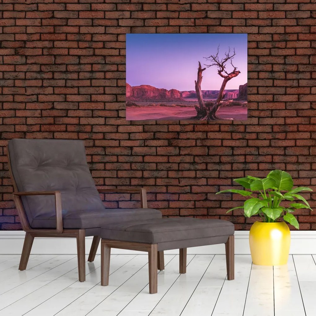 Obraz na szkle drzewa w pobliżu czerwonych skał (70x50 cm)