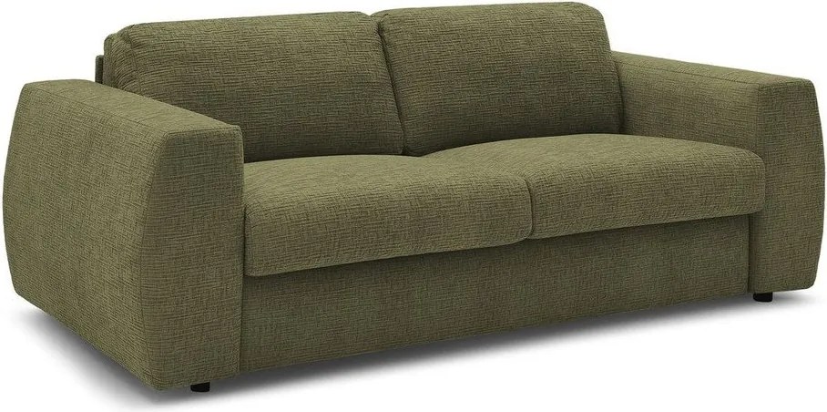 Zielona rozkładana sofa do spania z tkaniny szenilowej 220 cm Hugo – Bobochic Paris