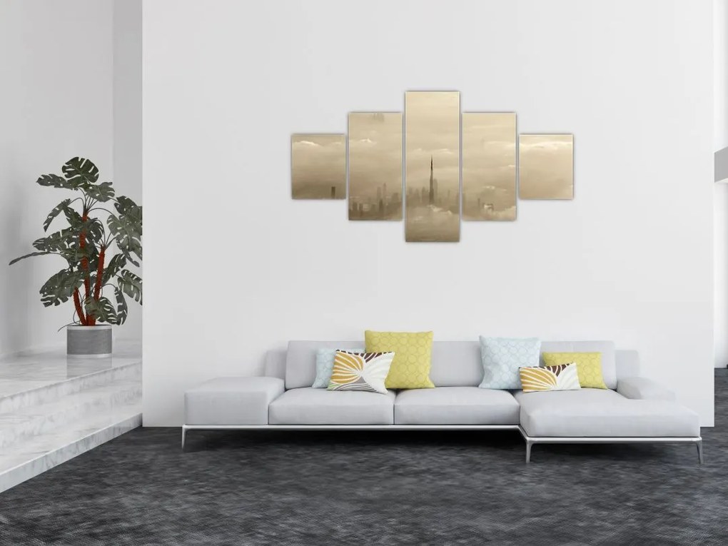 Obraz miasta w chmurach (125x70 cm)