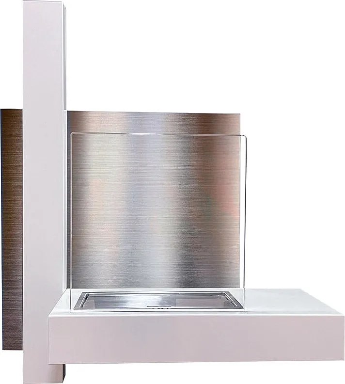 Kominek bioetanolowy VIENNA, biokominek ścienny, biały, dł. 65 x wys. 75 x gł. 23