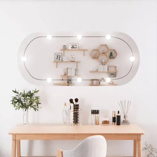 Ścienne lustro owalne z żarówkami LED 45x100 P8-P59