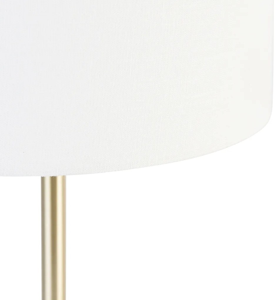 Klasyczna lampa stołowa mosiężna z białym abażurem 35 cm - SimploDesignerski Oswietlenie wewnetrzne