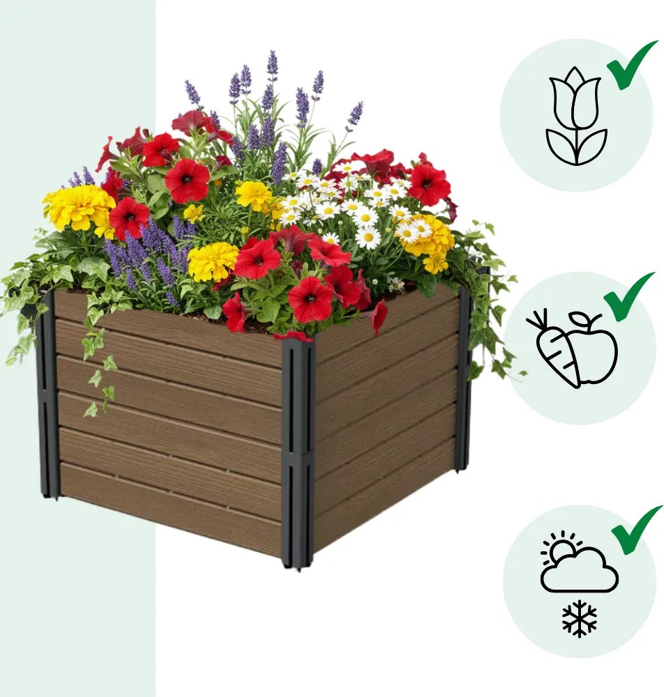 Podwyższona grządka BASE PLANT, 61x61x46cm, naturalny brązowy Prosperplast