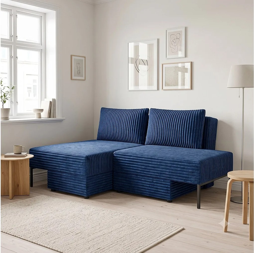 Łóżko sofa narożnik mebel wielofunkcyjny 7w1 TOMI pasy VELO 88 niebieski