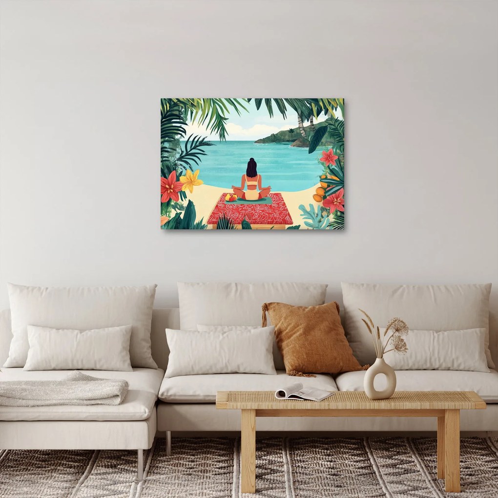Obraz - Joginka na plaży (70x50 cm)