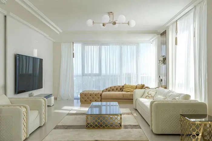 Sześciopunktowa złota lampa sufitowa glamour F8-W84