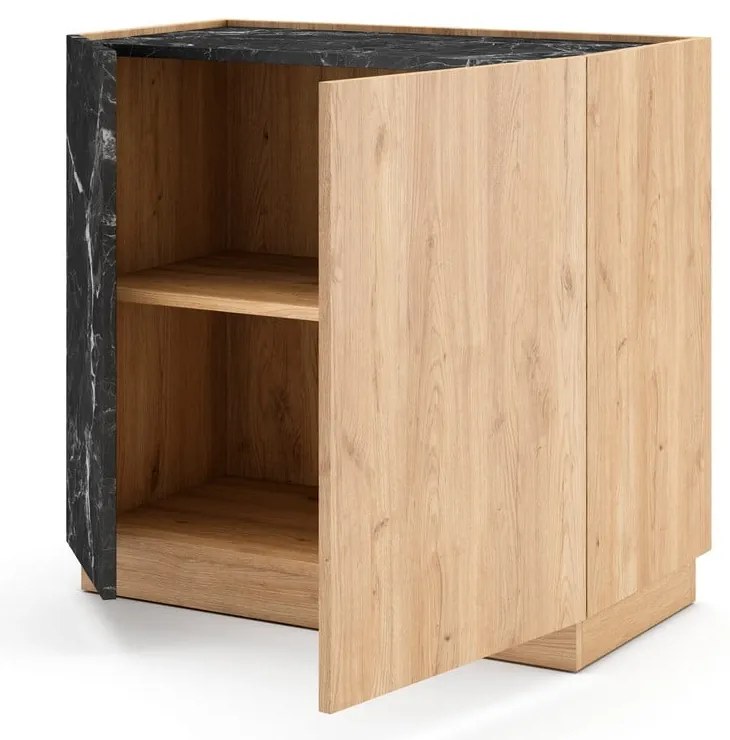 Czarno-naturalna szafka w dekorze dębu 80x79 cm Dione – Marckeric