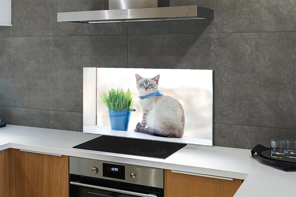 Panel szklany do Kuchni Dostojny Siedzący Kot