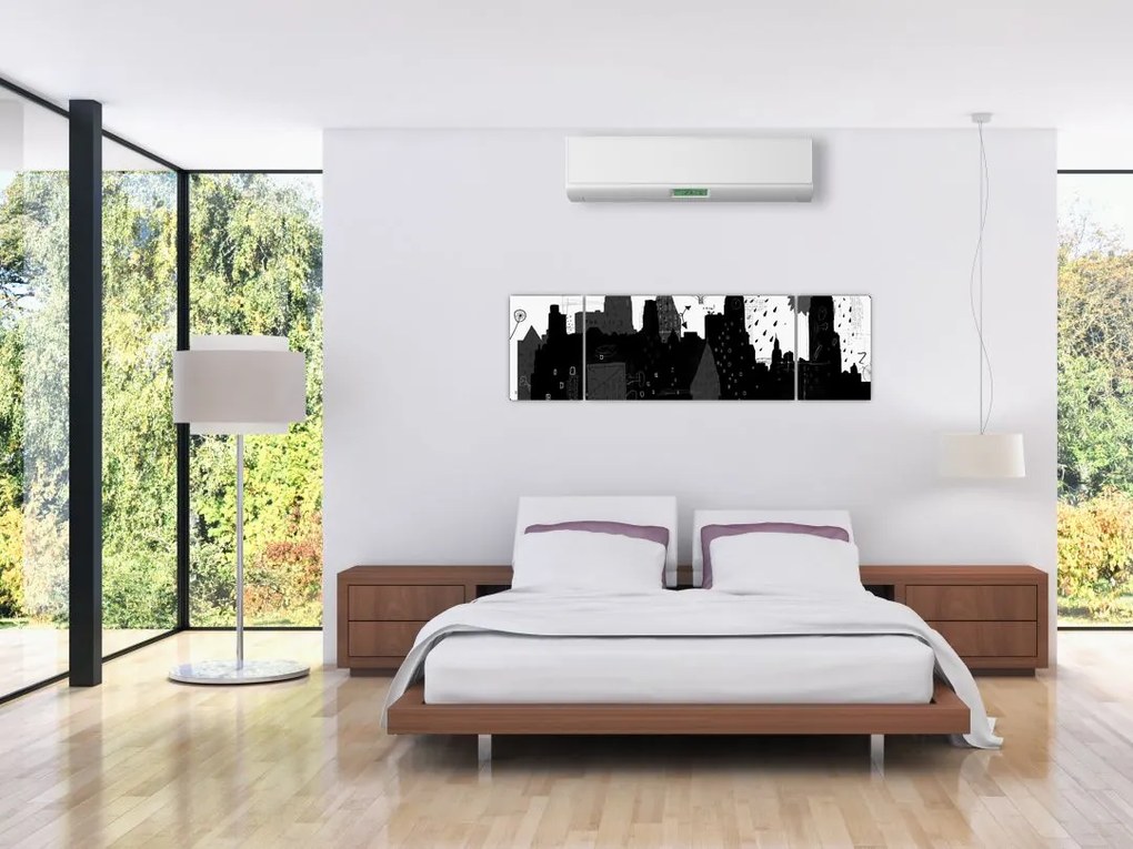 Obraz - Miasto z napisami i wzorami (170x50 cm)