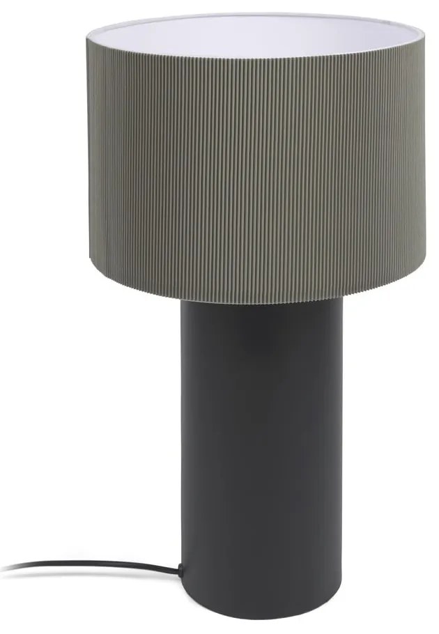 Czarno-szara lampa stołowa z metalowym kloszem (wys. 50 cm) Domicina – Kave Home