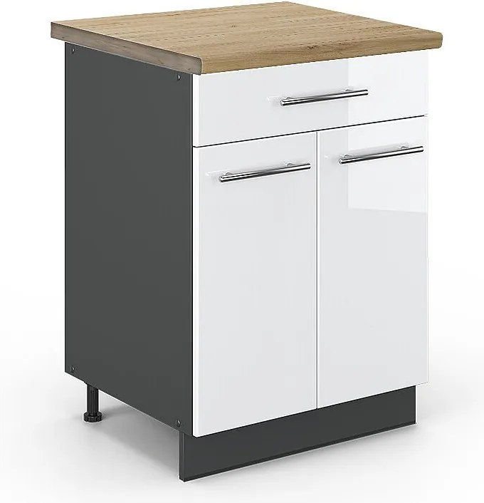 Szafka dolna do kuchni biały wysoki połysk 60x60x82 fame-line