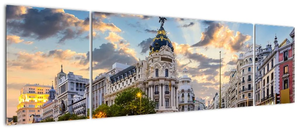 Obraz - Calle Gran Vía, Madryt, Hiszpania (170x50 cm)