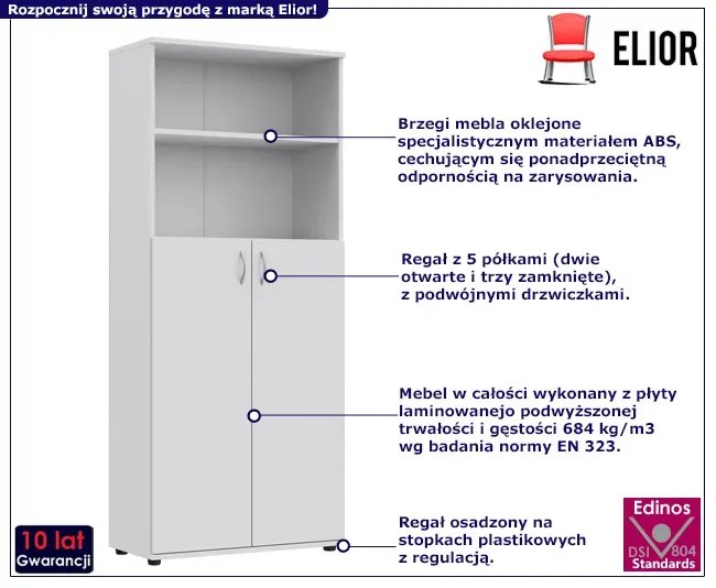 Biały regał biurowy na segregatowy - Erox