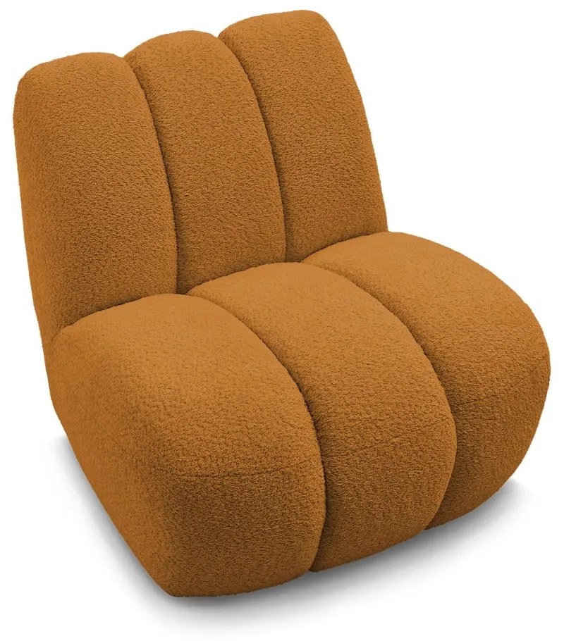 Musztardowy fotel z materiału bouclé Janissaire – Bobochic Paris