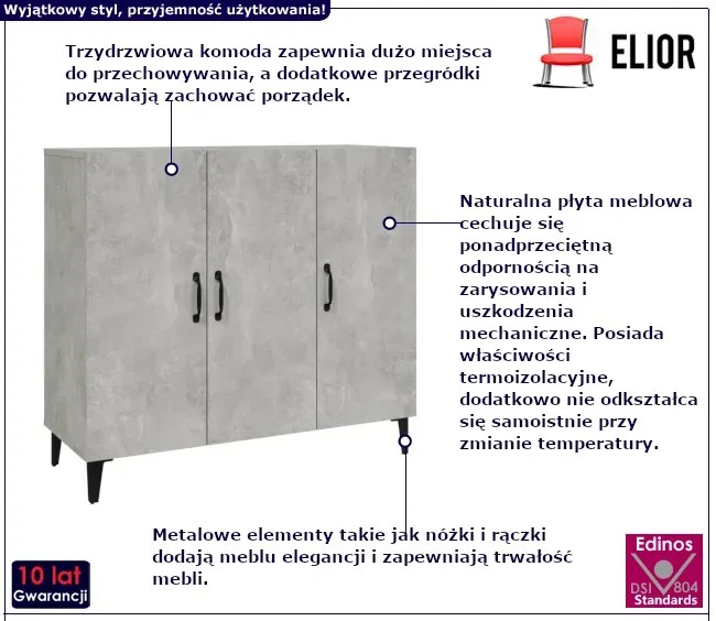 Komoda do salonu szarość betonu H2-S12