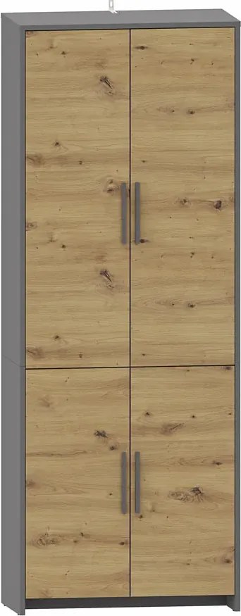 Duży regał zamykany dąb artisan + antracyt H3-N88