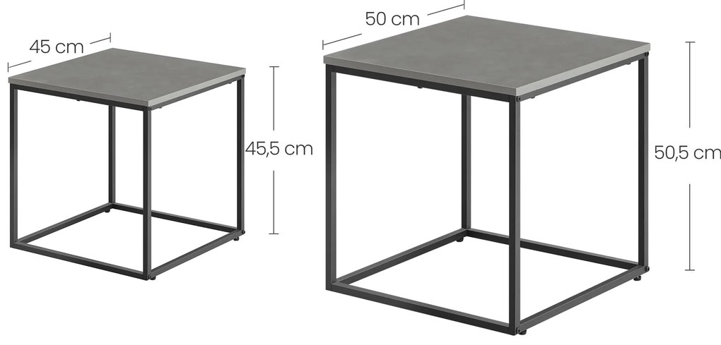 Zestaw 2 stolików kawowych QUADRO w kolorze szarym