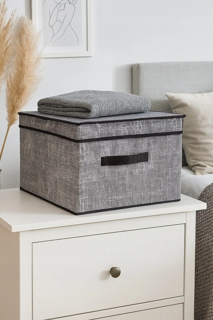 Organizer tekstylny Granatowy 50x40x30 cm pokrywka pudełko do domu salonu