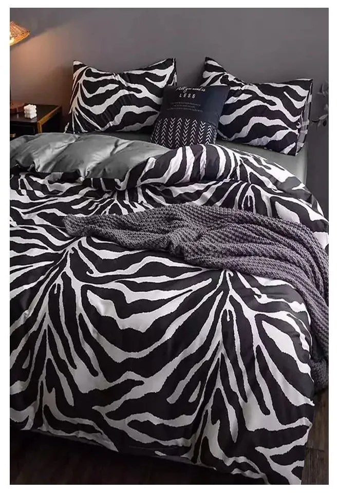 Czarno-biała bawełniana pościel dwuosobowa z prześcieradłem 200x220 cm – Mila Home