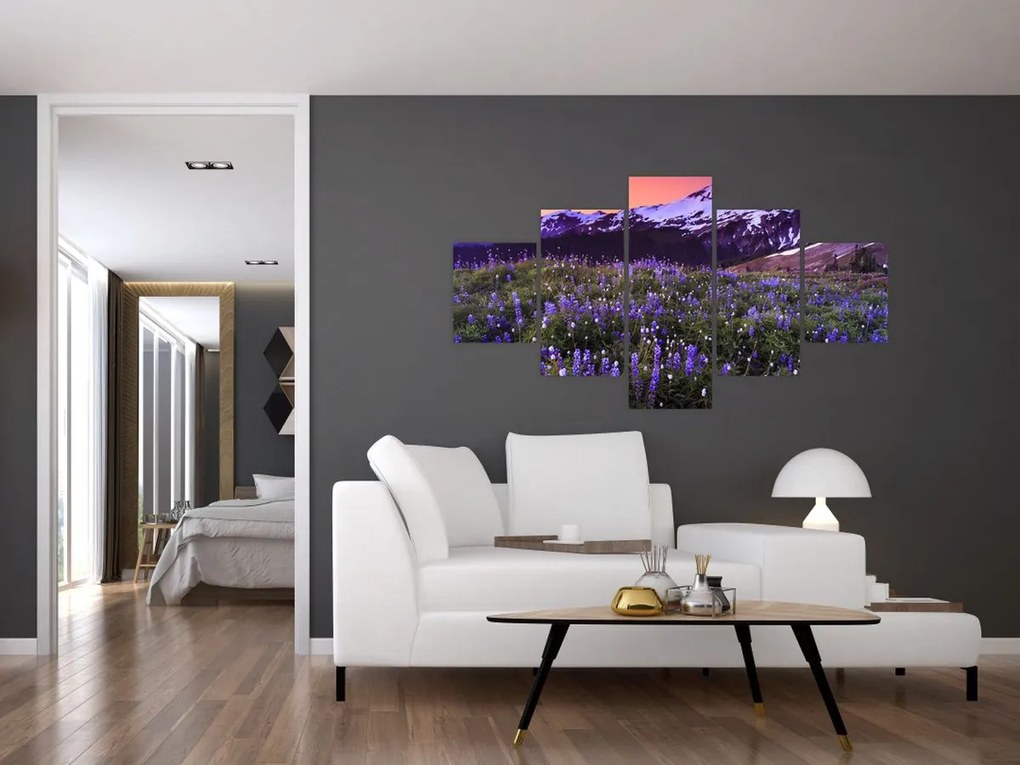 Obraz - Wulkan i kwiaty (125x70 cm)