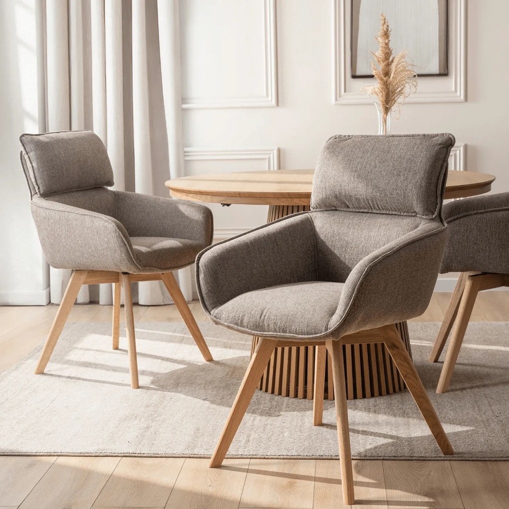 Krzesło Tapicerowane Obrotowe DIAS Brązowe Nowoczesne