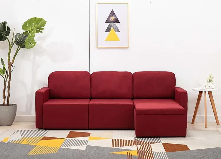 Rozkładana sofa modułowa czerwone wino - Odi 4Q