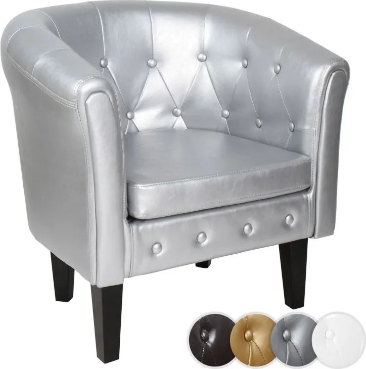 MIADOMODO Fotel Chesterfield, 58 x 71 x 70 cm, srebrny