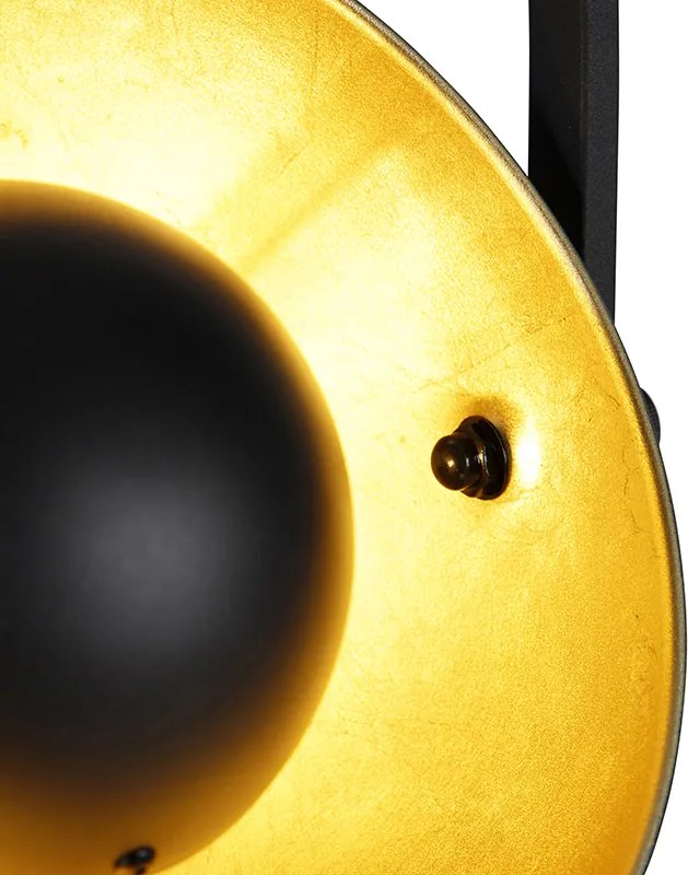 Industrialna lampa stojąca czarna ze złotem 3-światłowa - Magnax