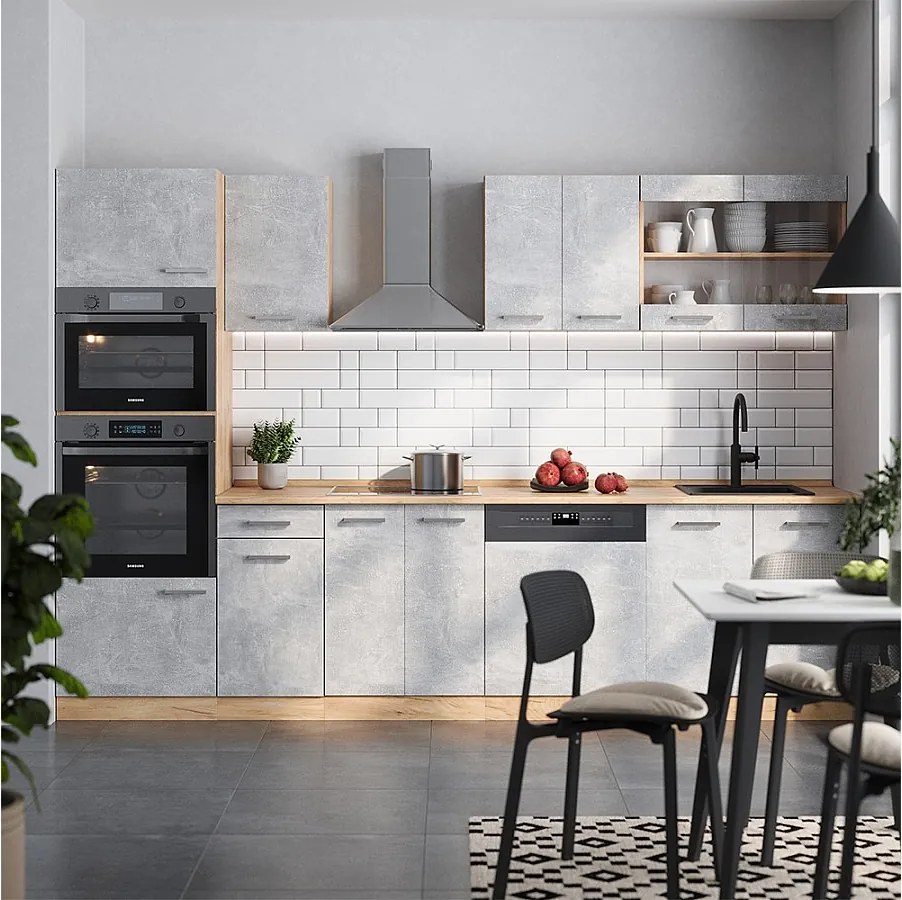 Aneks kuchenny beton/złoty dąb 300x60x81.6 r-line