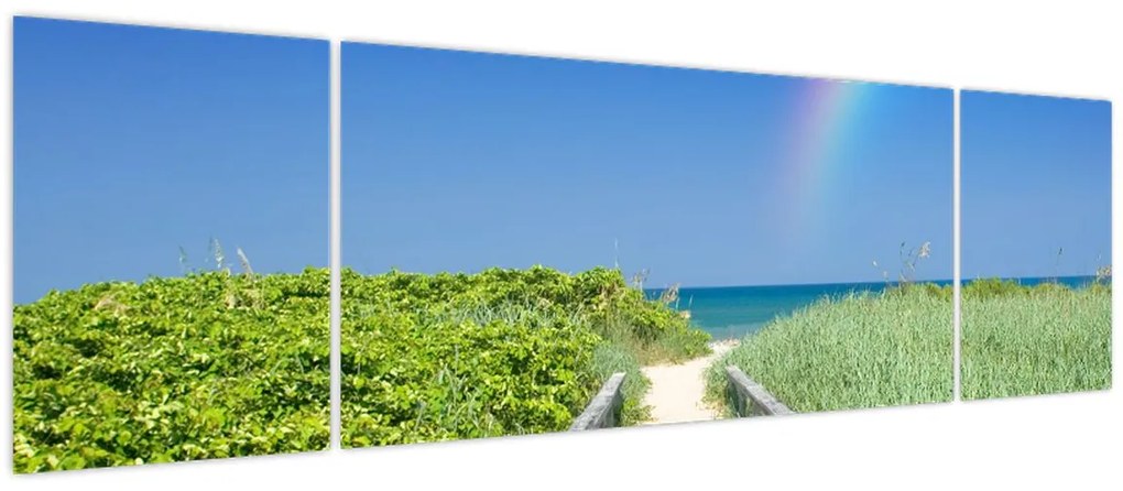 Obraz - Krajobraz i tęcza (170x50 cm)